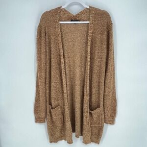 LOVE ELLIE Longline Open Front‎ Knit Cardigan Sweater Women's M Tan NWOT